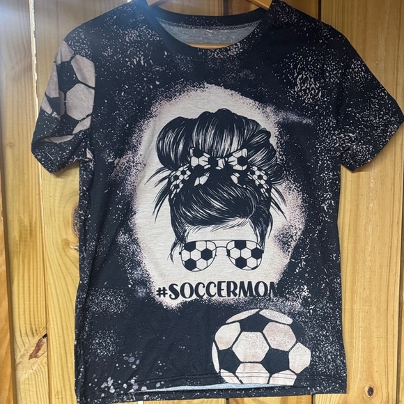 None Tops - Trendy Soccer Mom Graphic Tee - Black